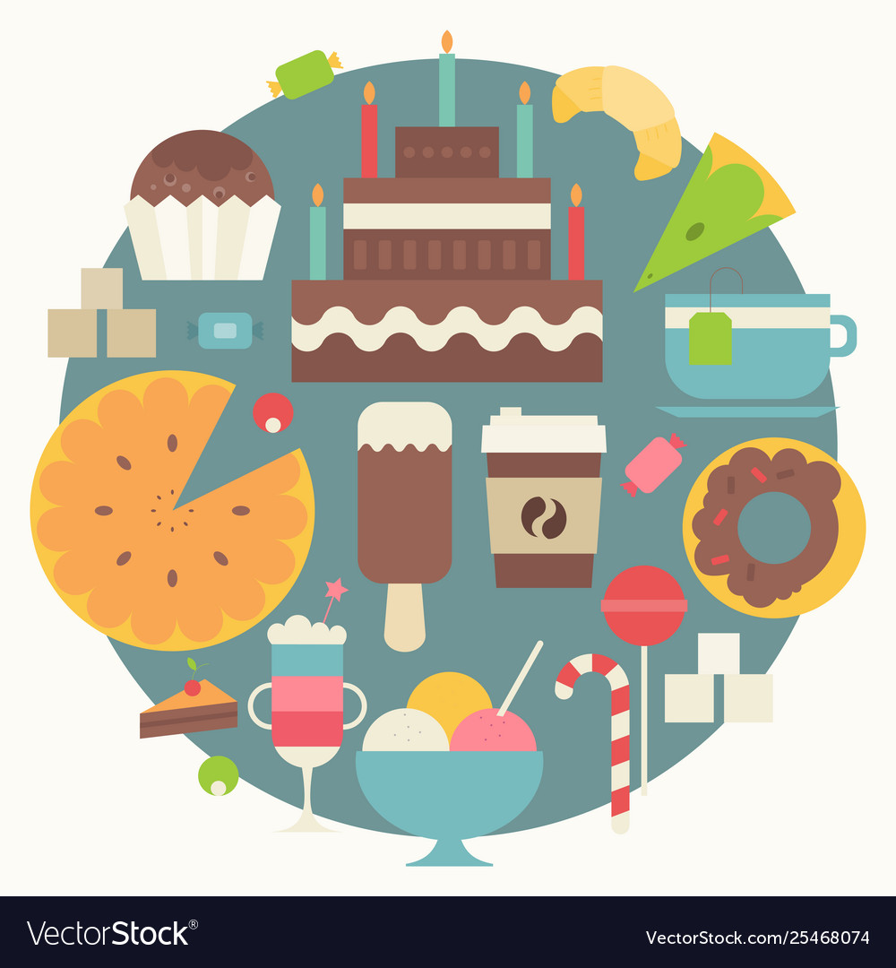 Sweet icons vector image Sweet icons