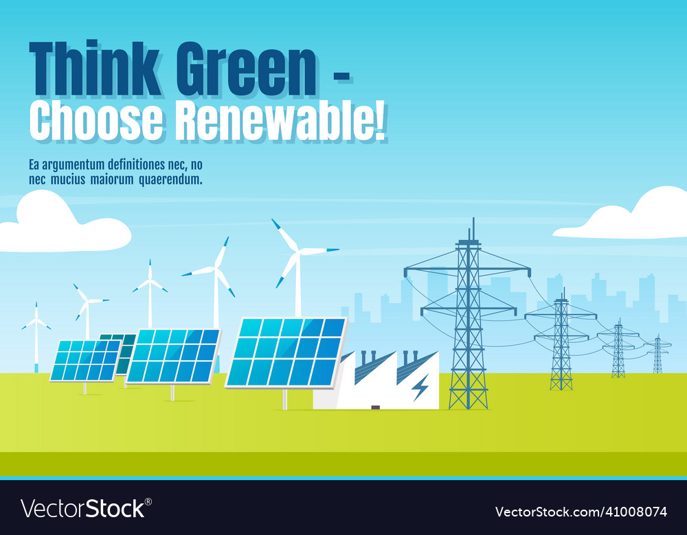 think green choose renewable banner flat template vector image