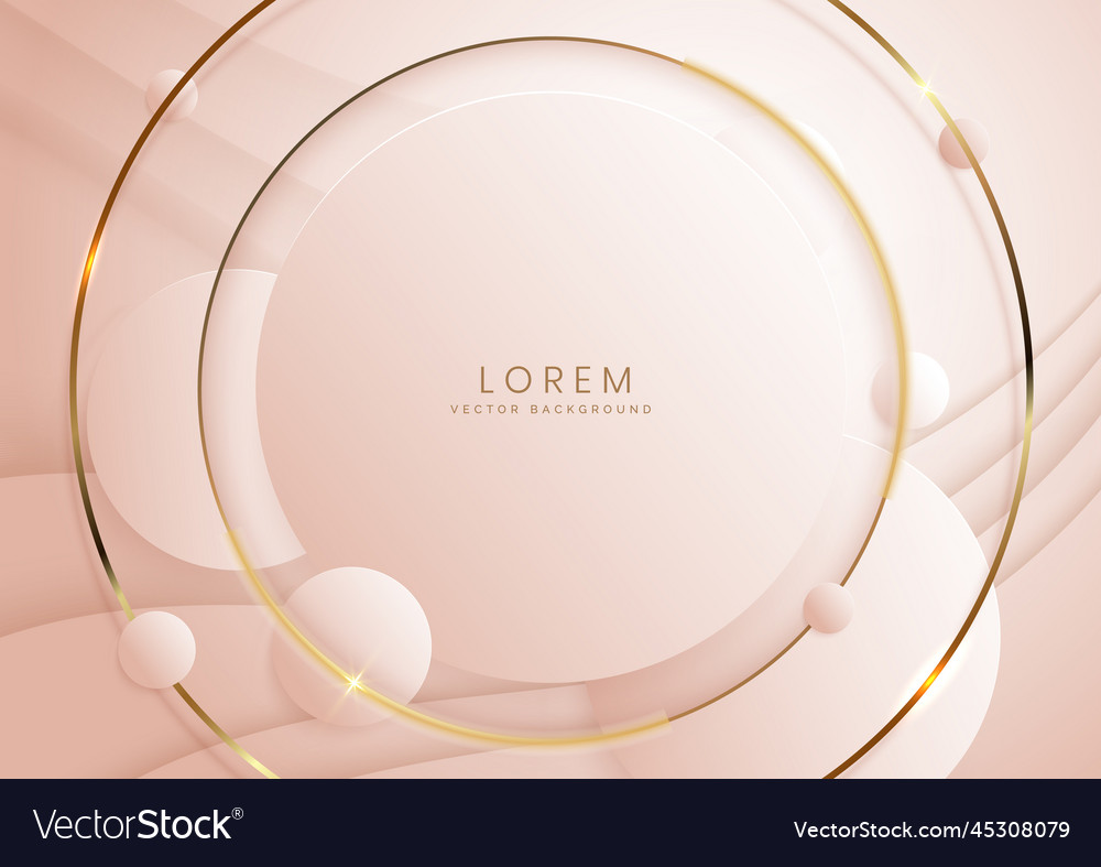 Abstract 3d soft pink circle overlap with golden vector image Abstract 3d soft pink circle overlap with golden
