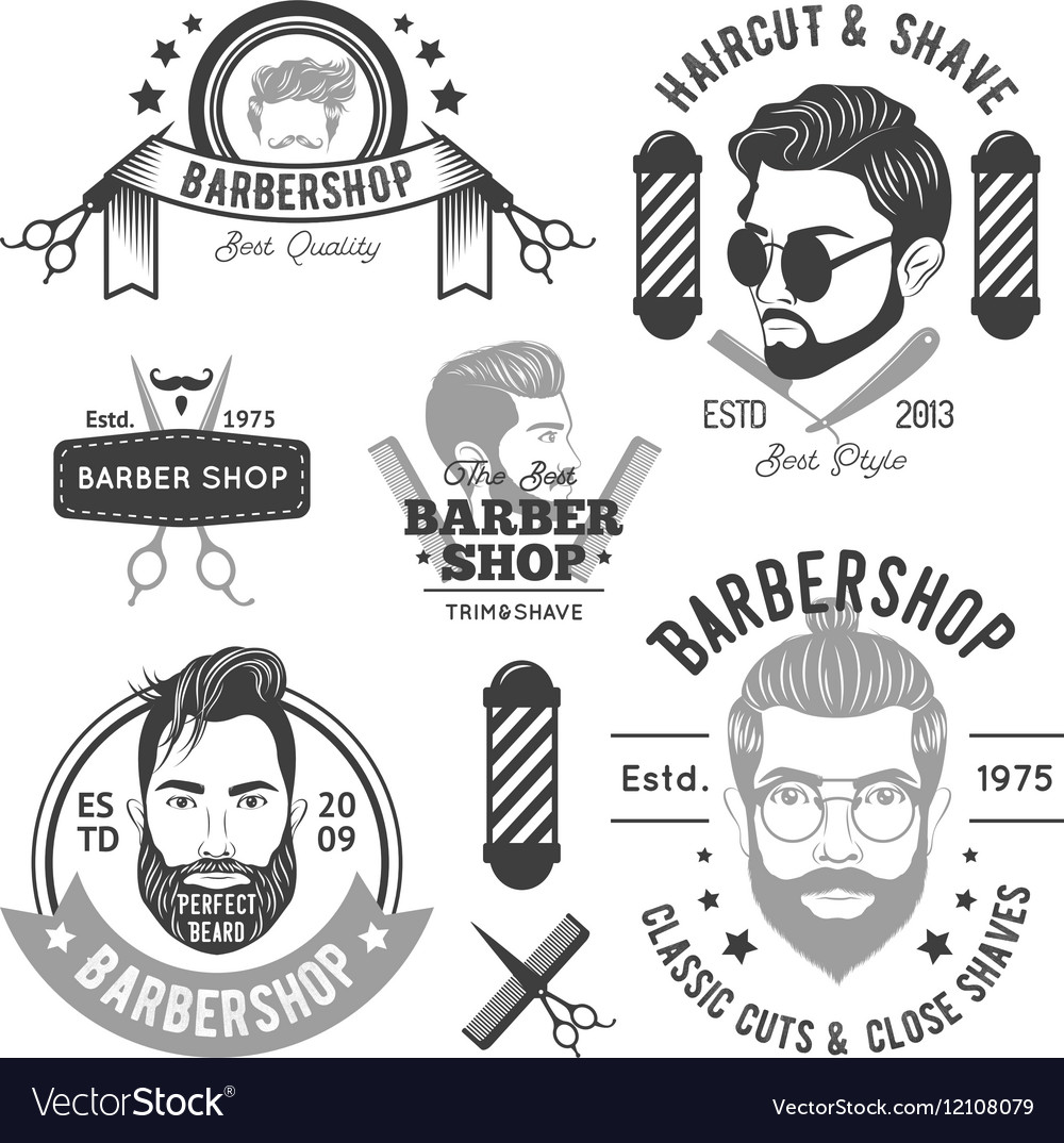 Barbershop monochrome emblems Royalty Free Vector Image