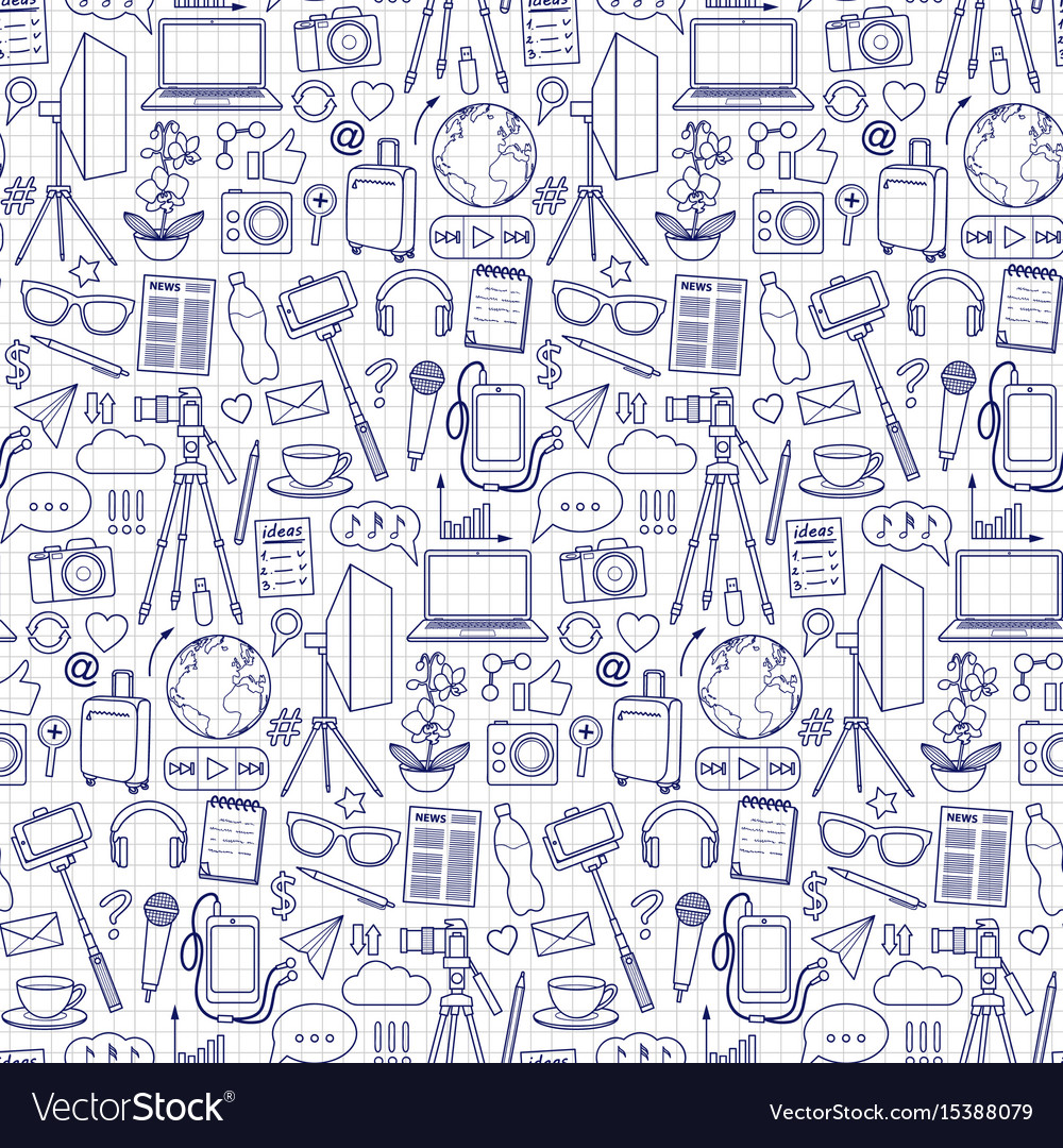 Blog object seamless pattern
