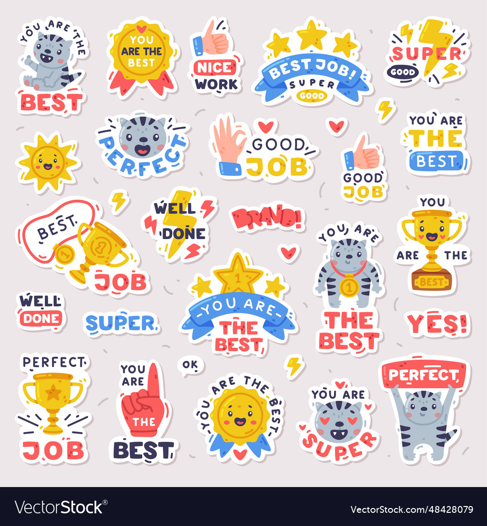 Helle Aufkleber Design mit positivem Spruch vector image Helle Aufkleber Design mit positivem Spruch