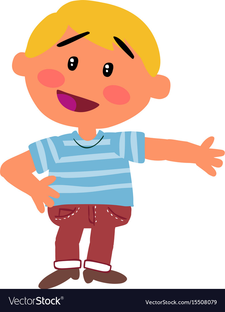 Cartoon character boy showing Royalty Free Vector Image