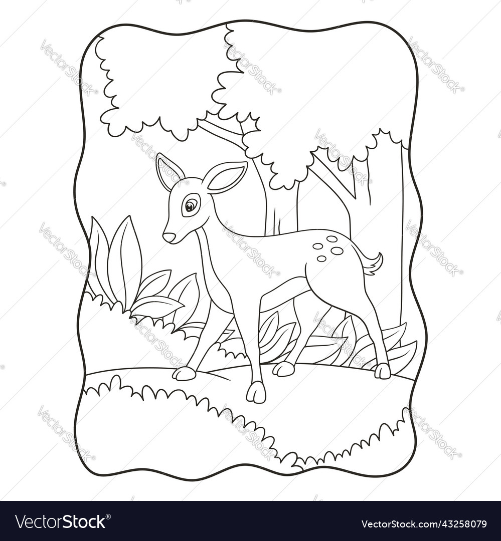 Cartoon deer walking during the day in forest