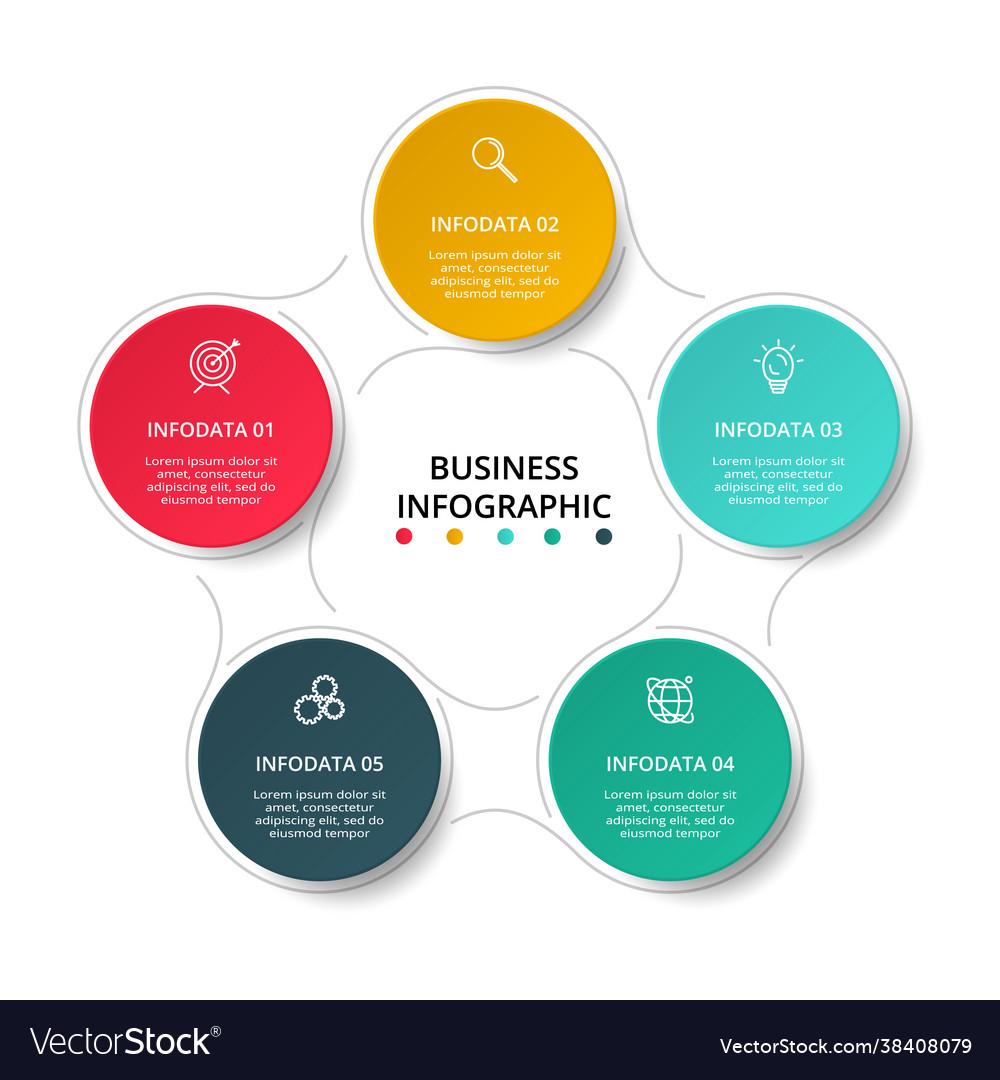 Circle elements graph diagram with 5 steps Vector Image