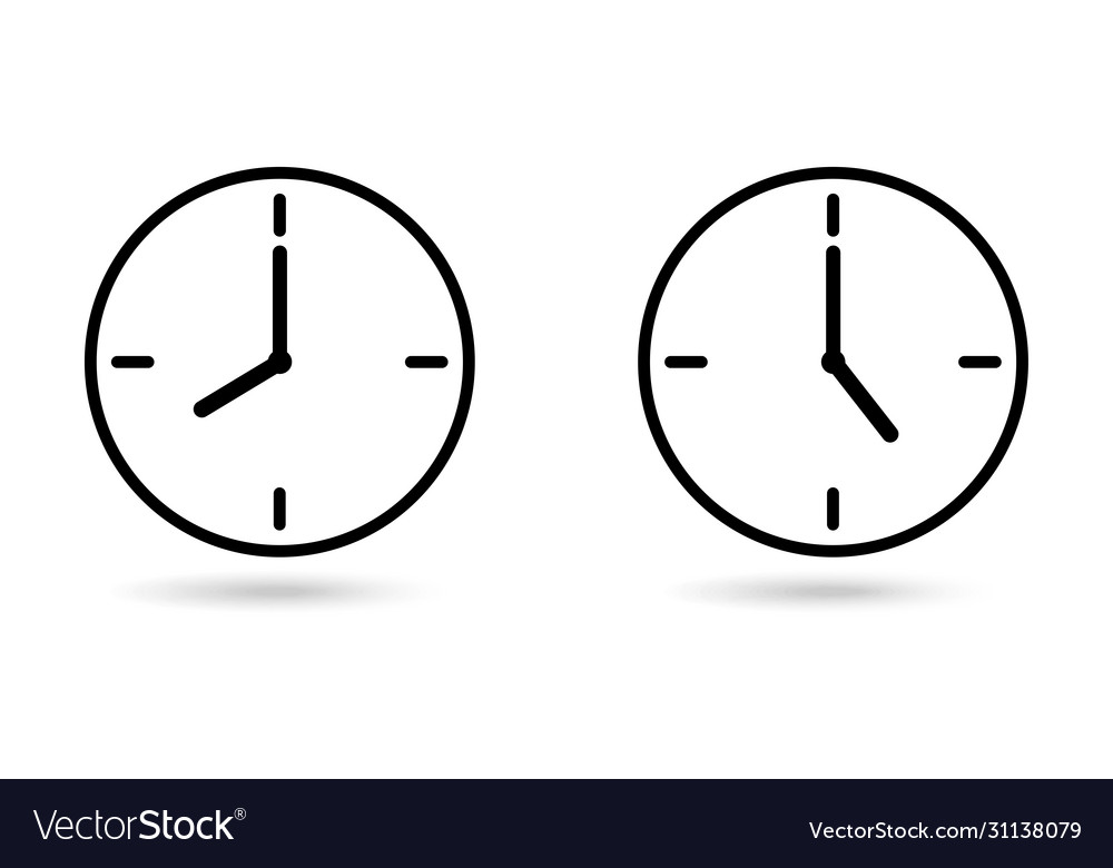 Clocks showing working hours isolated white vector image Clocks showing working hours isolated white