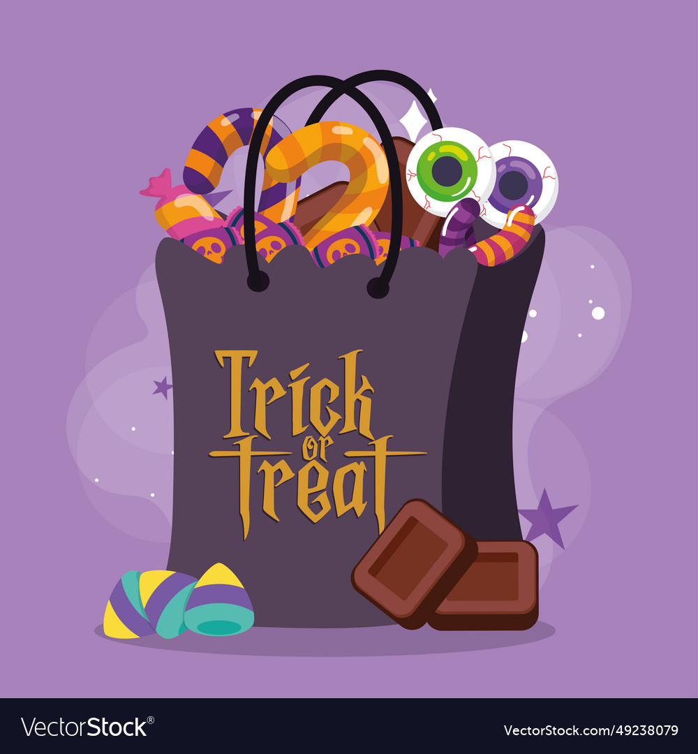 Colored halloween candies bag happy