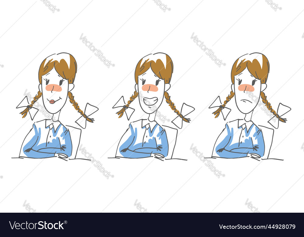 Cute little girl with two pigtails Royalty Free Vector Image