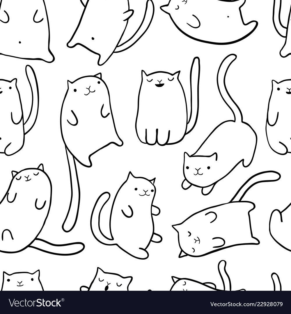 Hand draw funny cats Royalty Free Vector Image