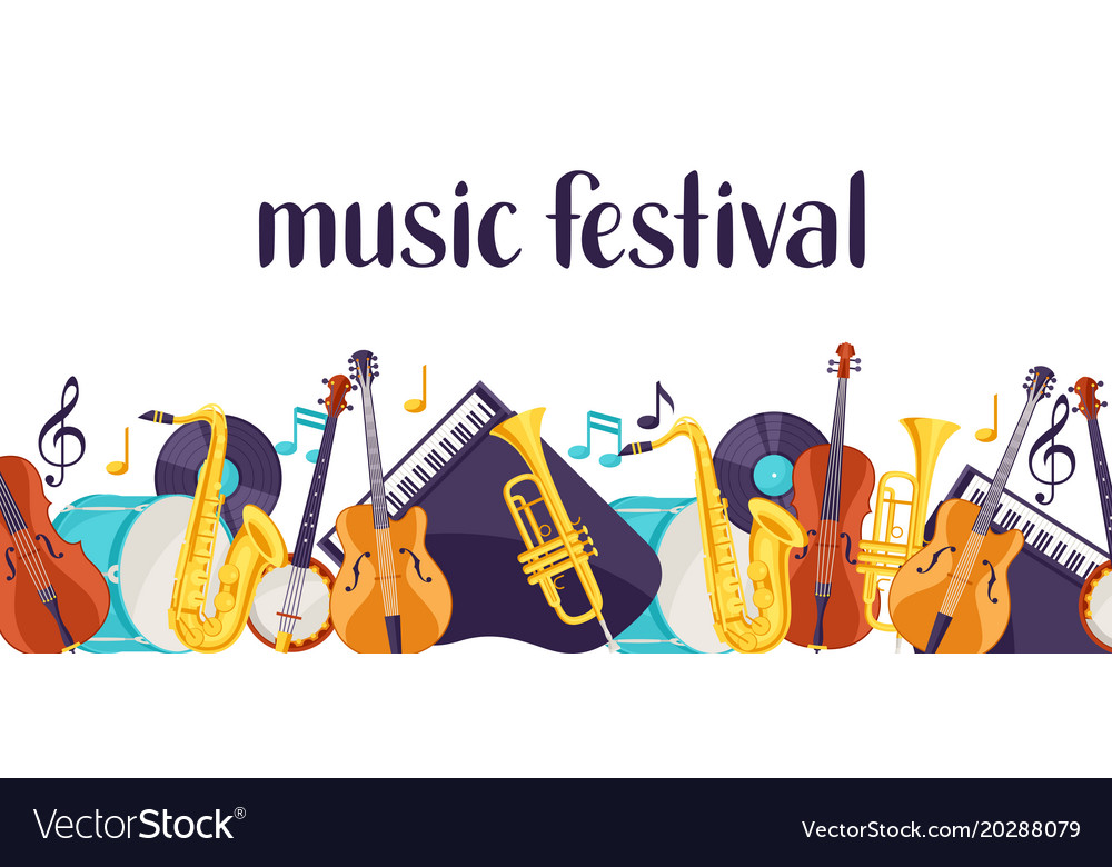 Jazz music festival banner with musical