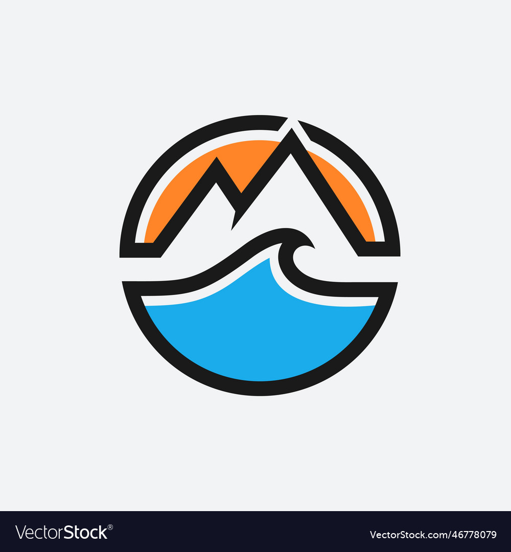 Mountain and ocean template logo Royalty Free Vector Image