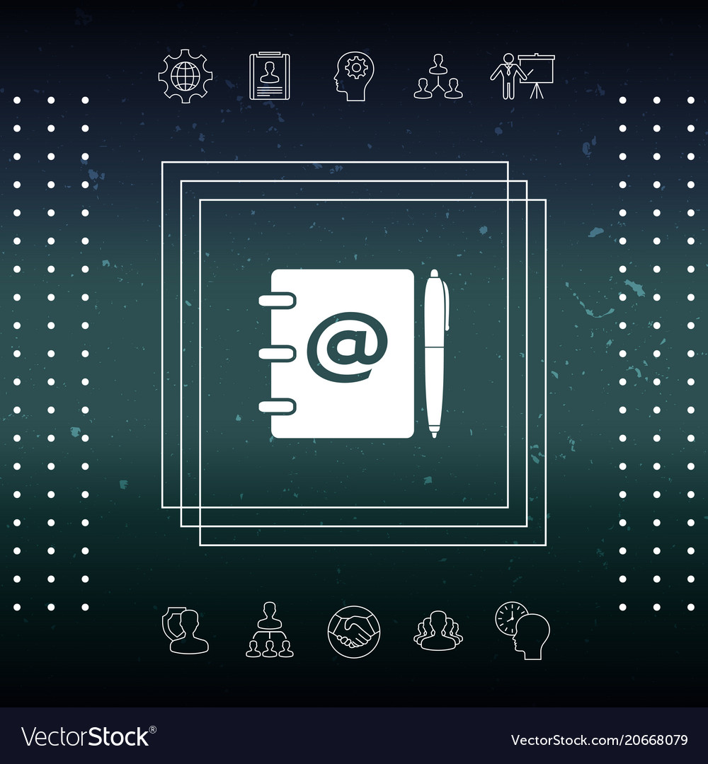 Notebook address phone book with email symbol vector image Notebook address phone book with email symbol