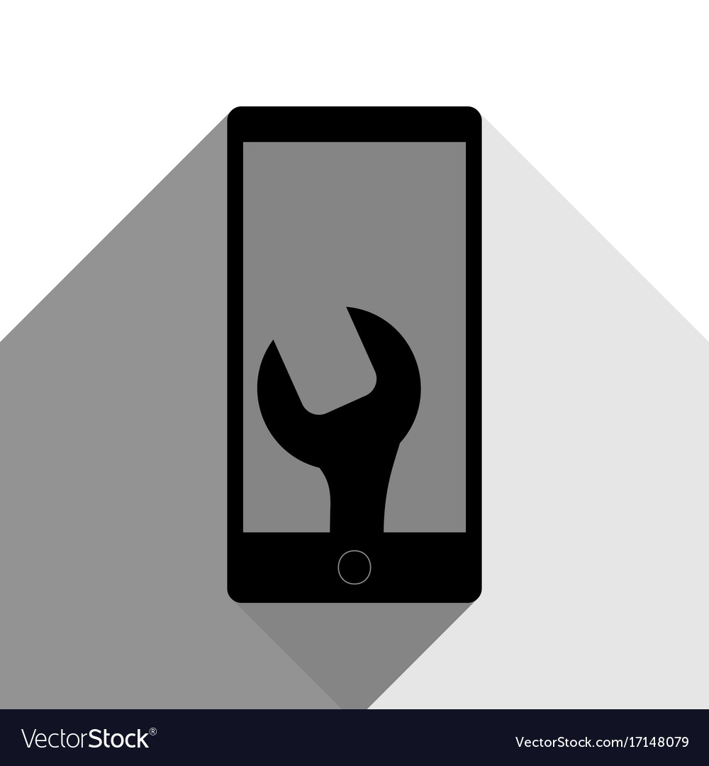 Phone icon with settings black Royalty Free Vector Image