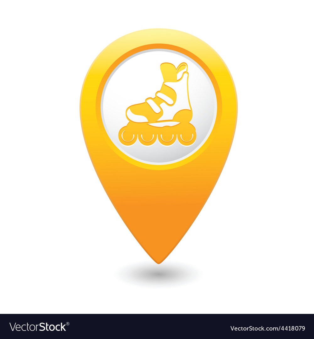 Rollerskates map pointer yellow