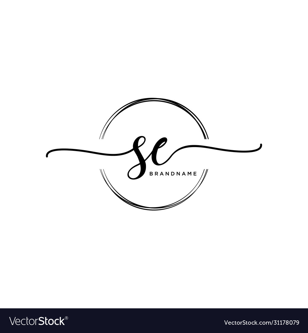 Se initial handwriting logo with circle template