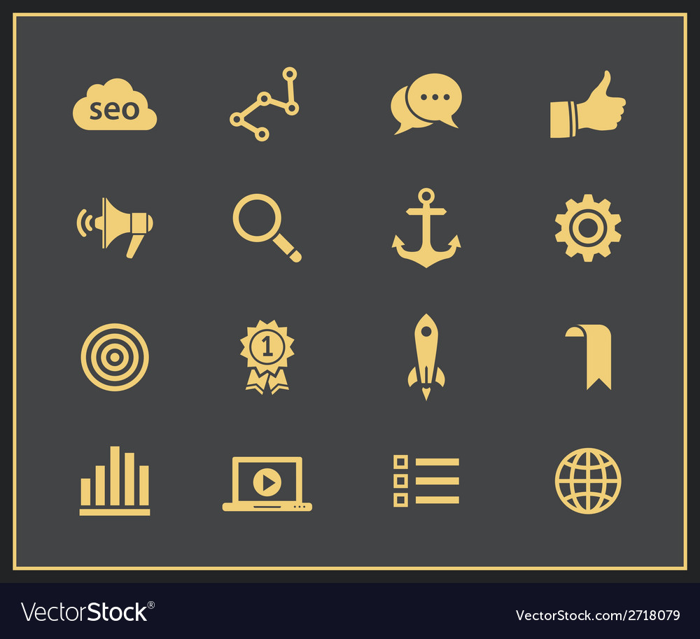 Seo icon set Royalty Free Vector Image - VectorStock