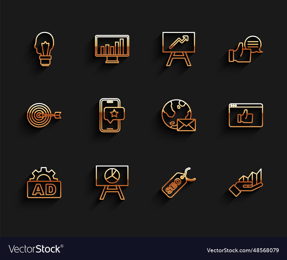 Set line advertising board with graph chart Vector Image Set line advertising board with graph chart