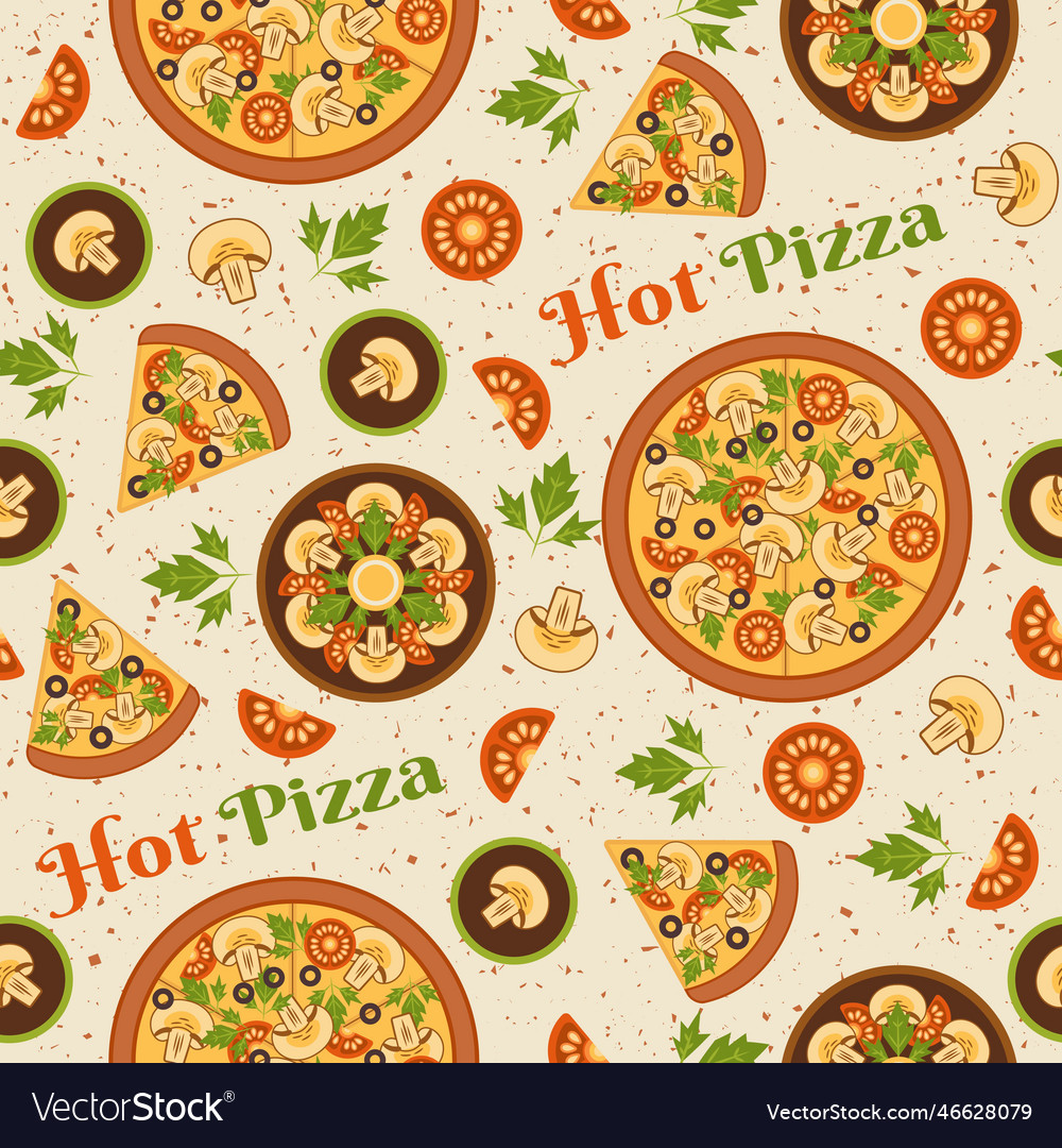 Simple pattern with mushroom pizza vector image Simple pattern with mushroom pizza