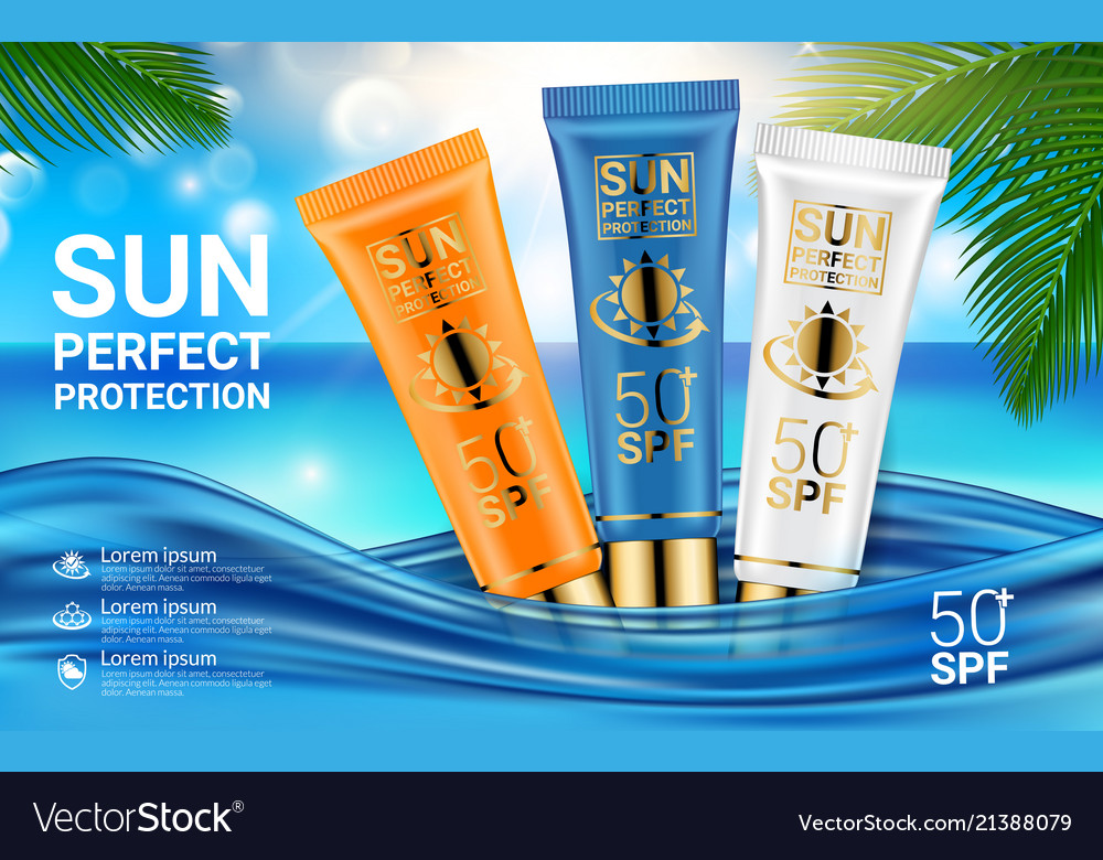 Spf and uv protect sun cosmetics protection Vector Image