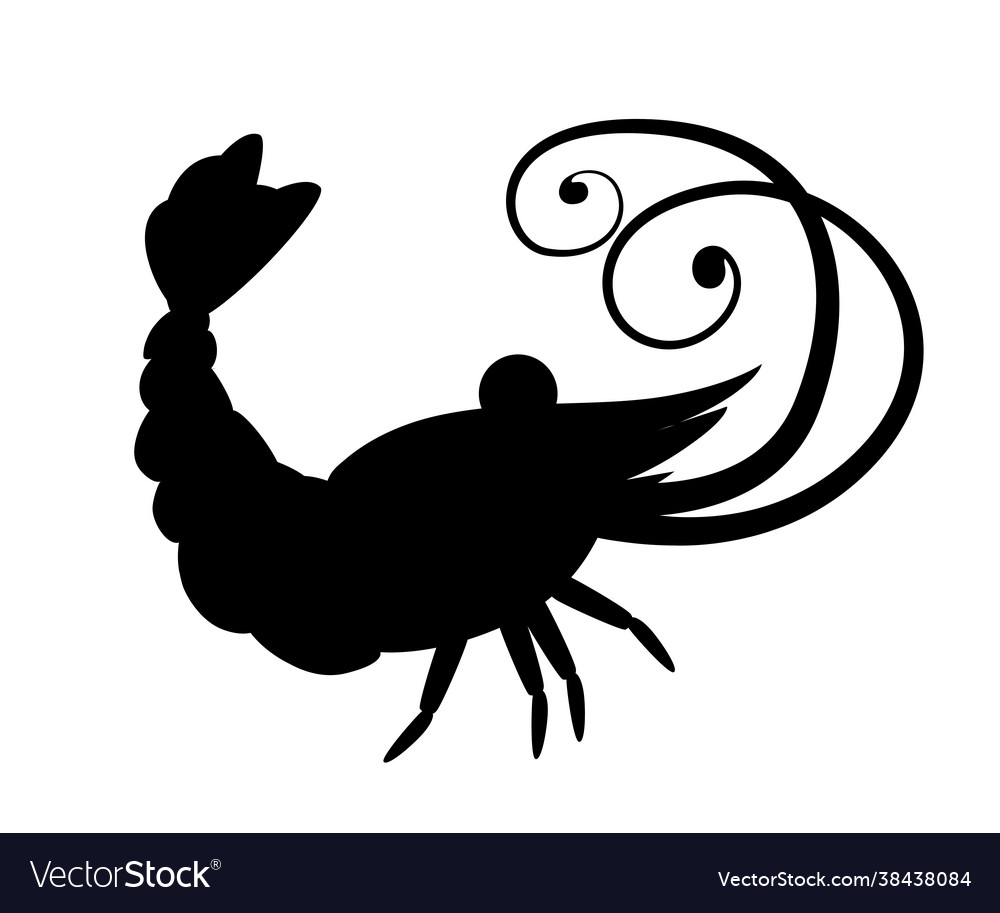 Schwarz Silhouette niedlich Garnelen Cartoon Tier vector image Schwarz Silhouette niedlich Garnelen Cartoon Tier