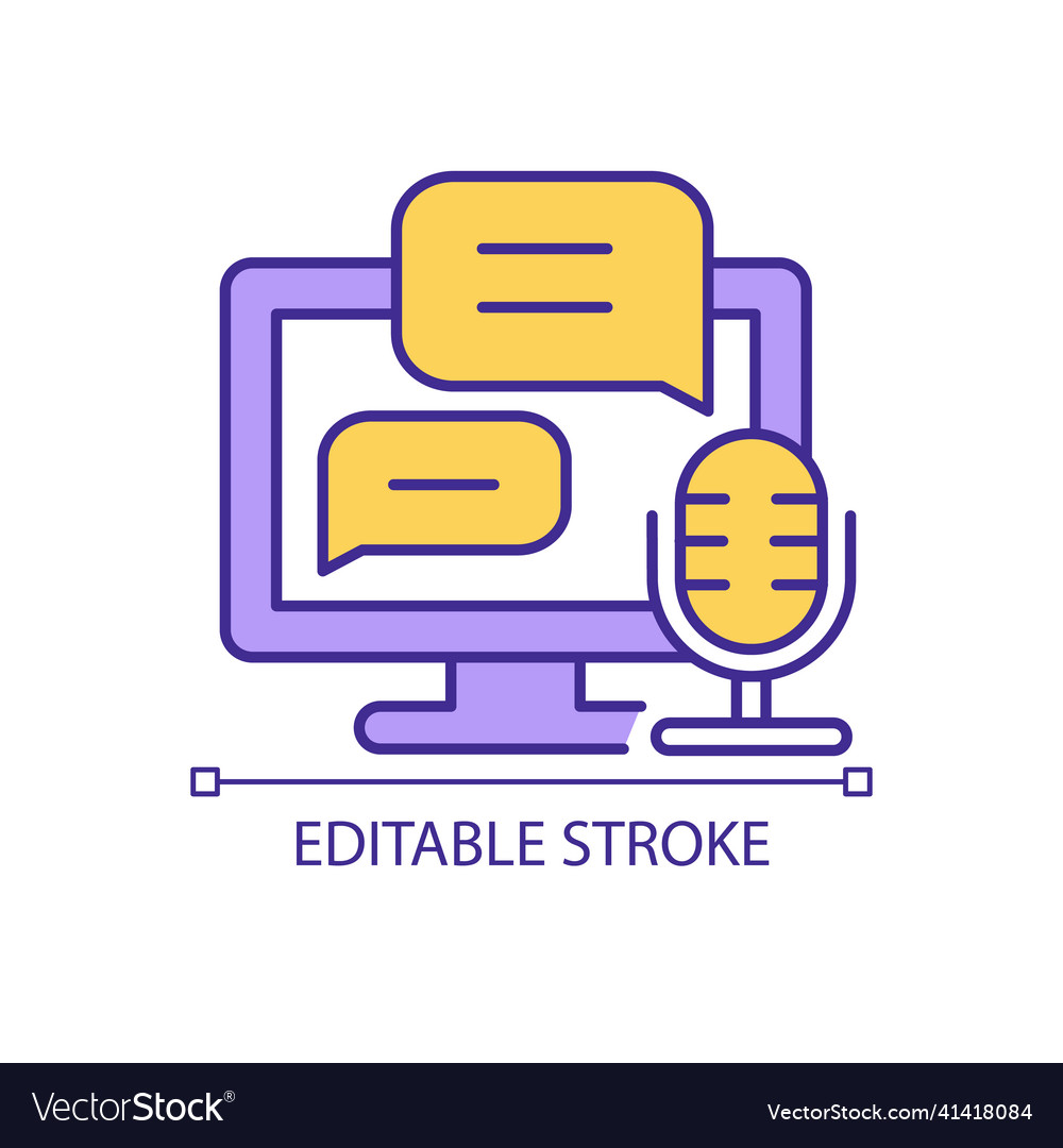 Chat bot and voice assistant rgb color icon vector image Chat bot and voice assistant rgb color icon