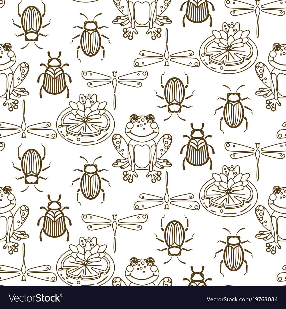 Elegant line style insect seamless pattern