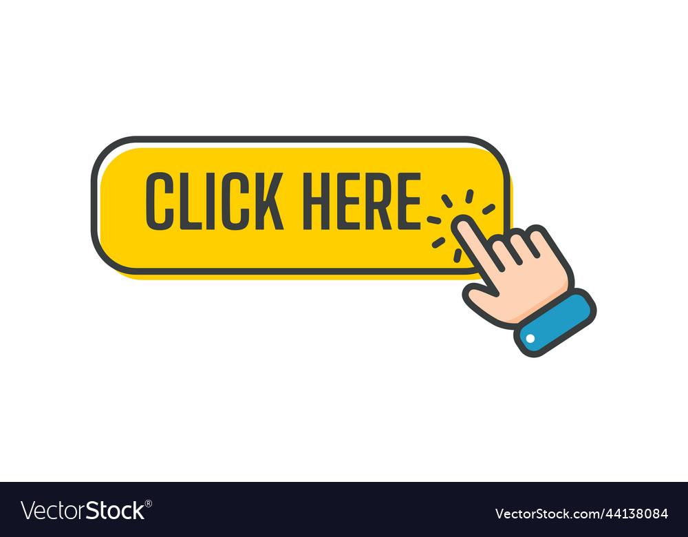 Hand cursor icon with blue click button