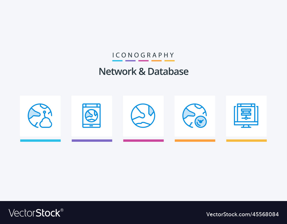 Netzwerk und Datenbank blau 5 Icon-Pack einschließlich