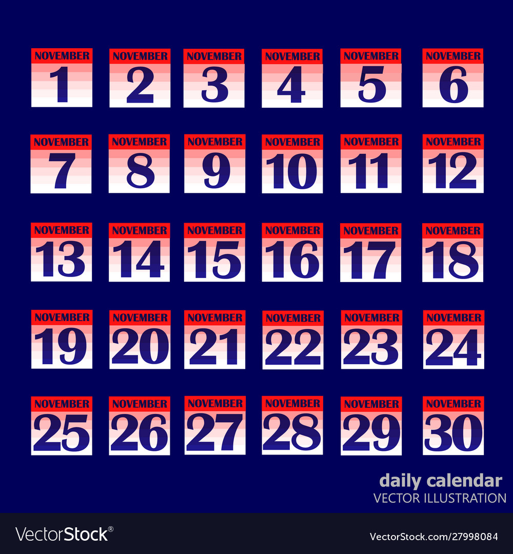 Set buttons with calendar dates for month vector image Set buttons with calendar dates for month