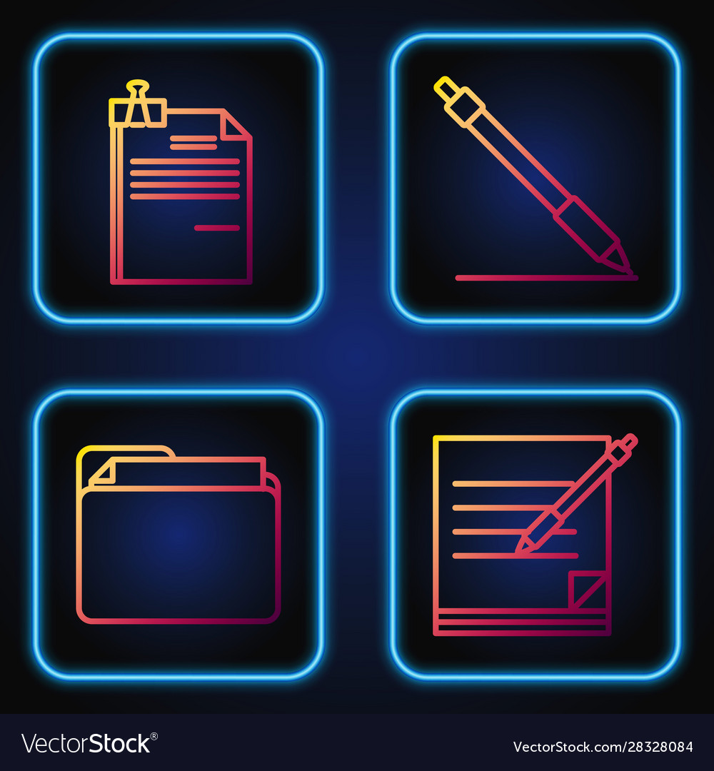 Set line blank notebook and pen document folder vector image Set line blank notebook and pen document folder
