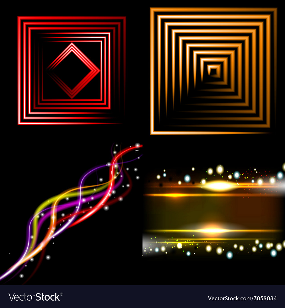 Set of blurry abstract lines light effect sparkle
