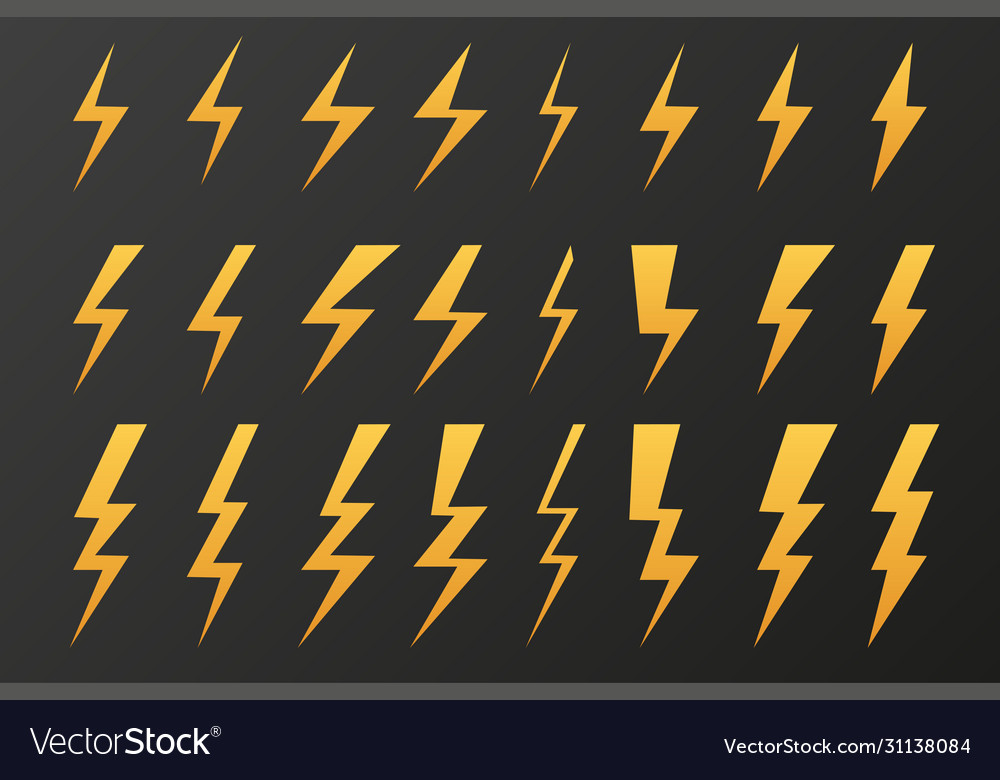 Set thunder flashes dark background vector image Set thunder flashes dark background
