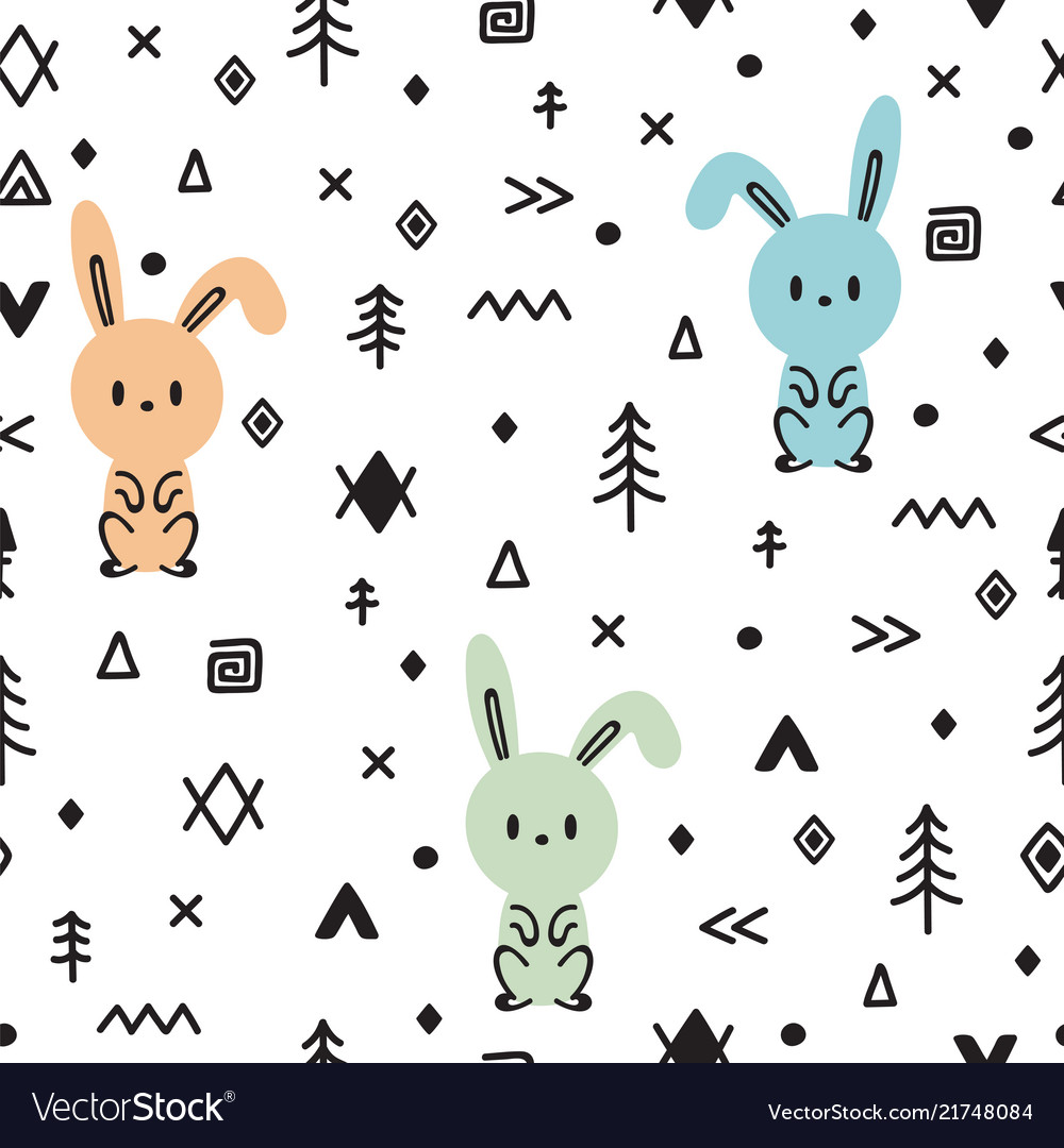 Tribal seamless pattern with cute hand drawn