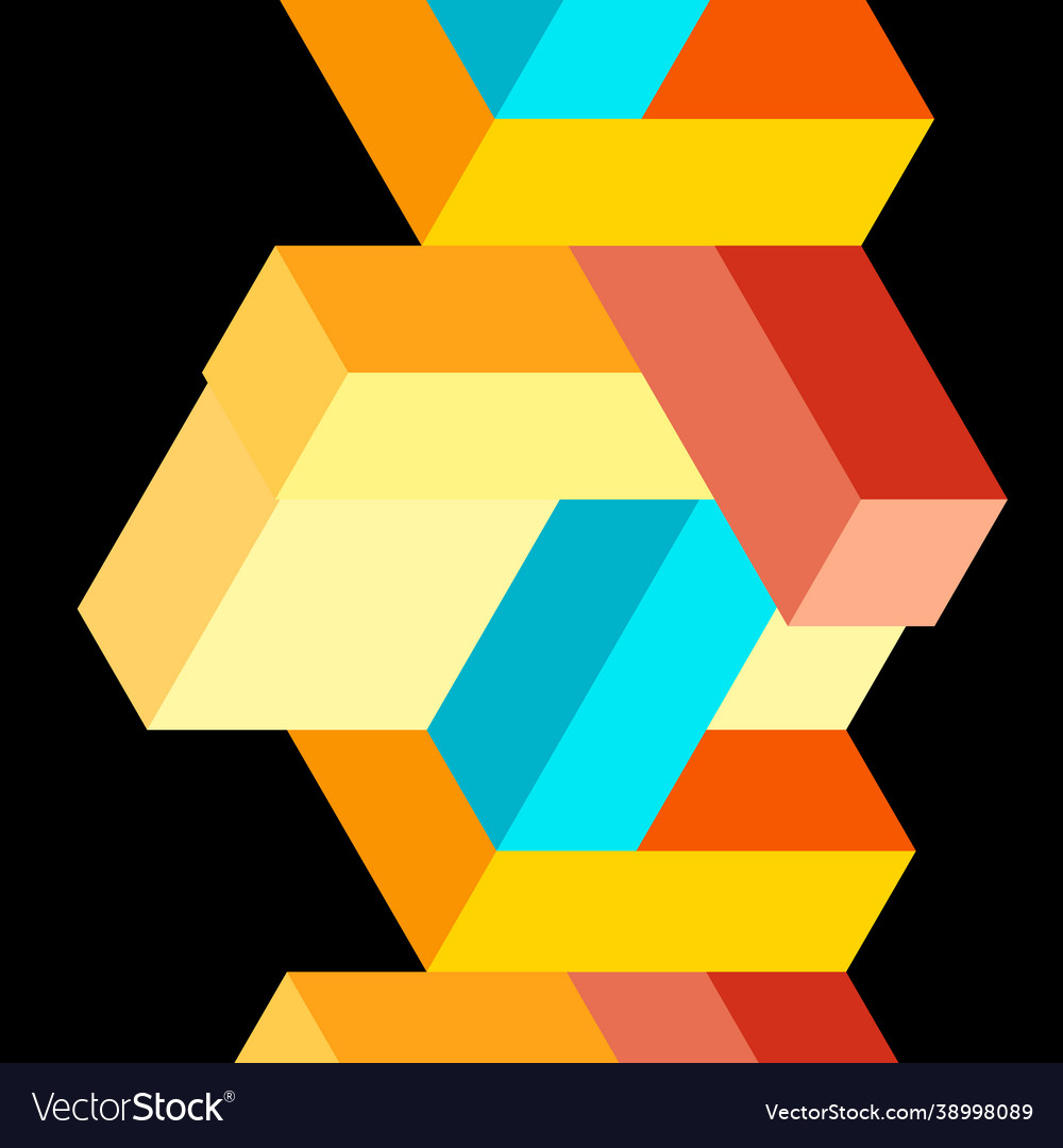Abstract background 3d cubes cubic elements vector image Abstract background 3d cubes cubic elements