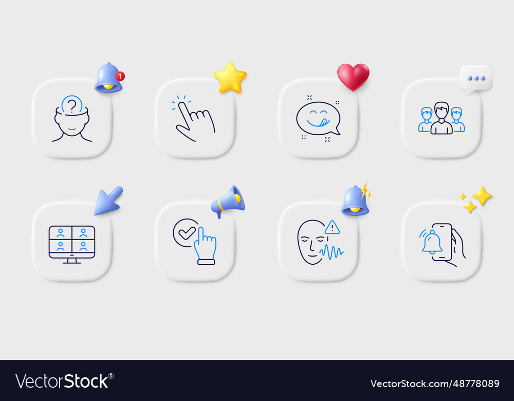 Alarm clock group and cursor line icons for web vector image Alarm clock group and cursor line icons for web