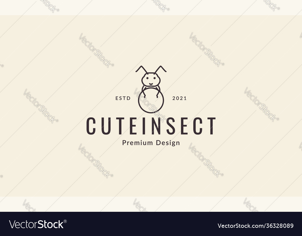 Animal insect line dung beetle logo design icon