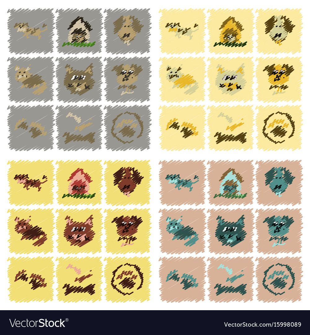 Assembly flat shading style icons dog cats pets