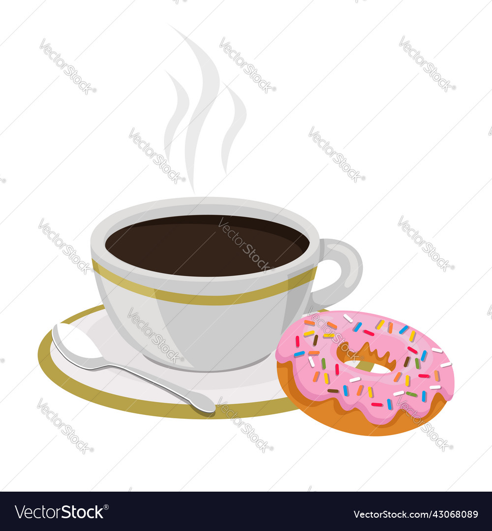 Black coffee cup with donut food