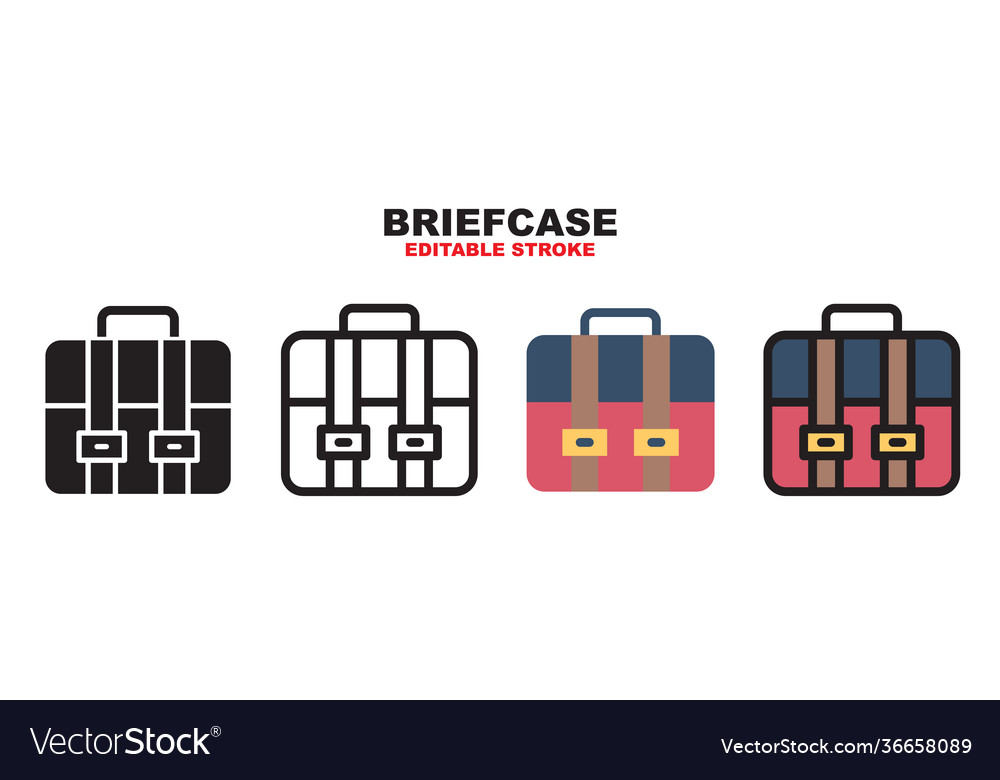 Briefcase icon set with different styles editable vector image Briefcase icon set with different styles editable