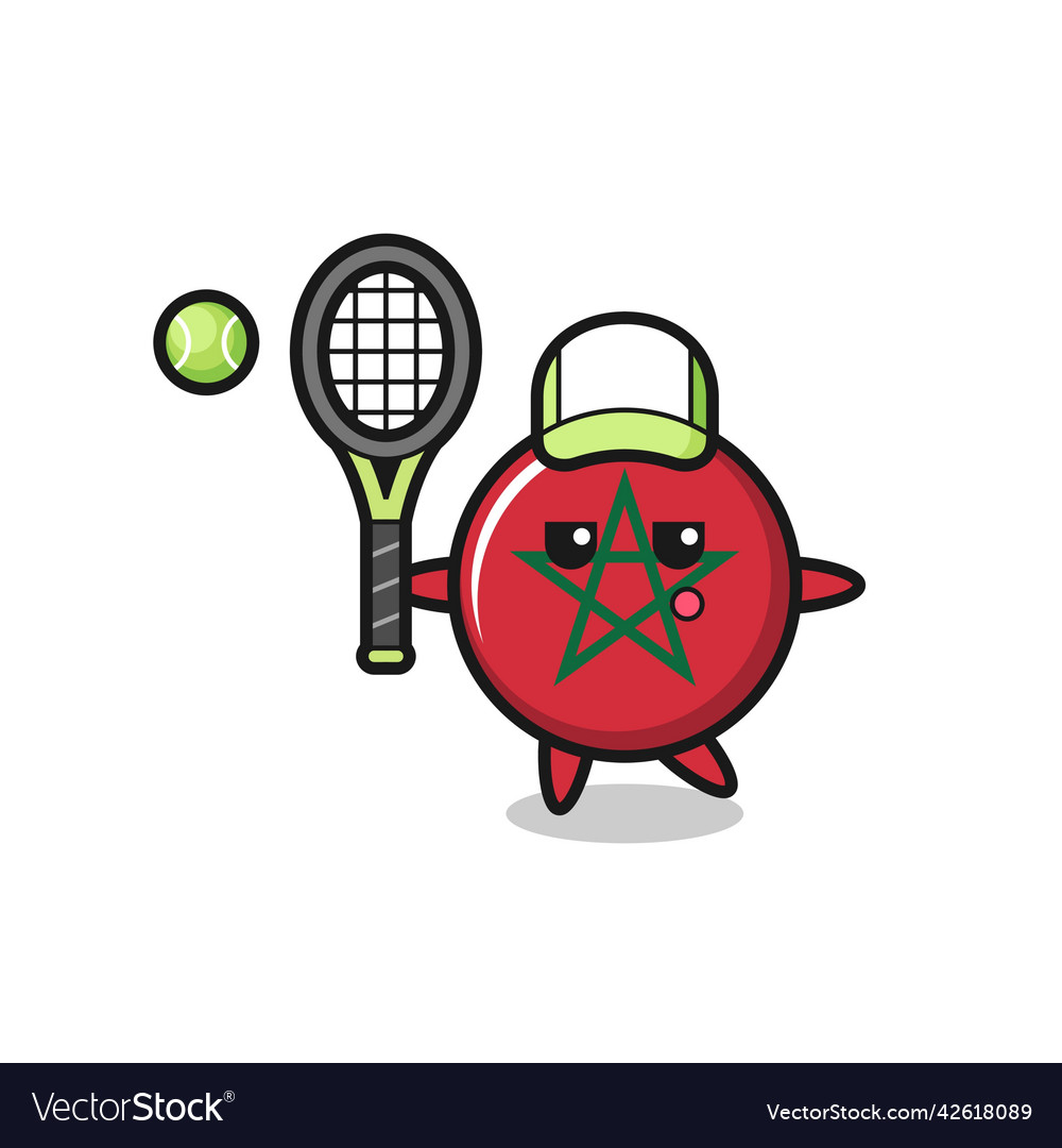 Cartoon character of morocco flag as a tennis