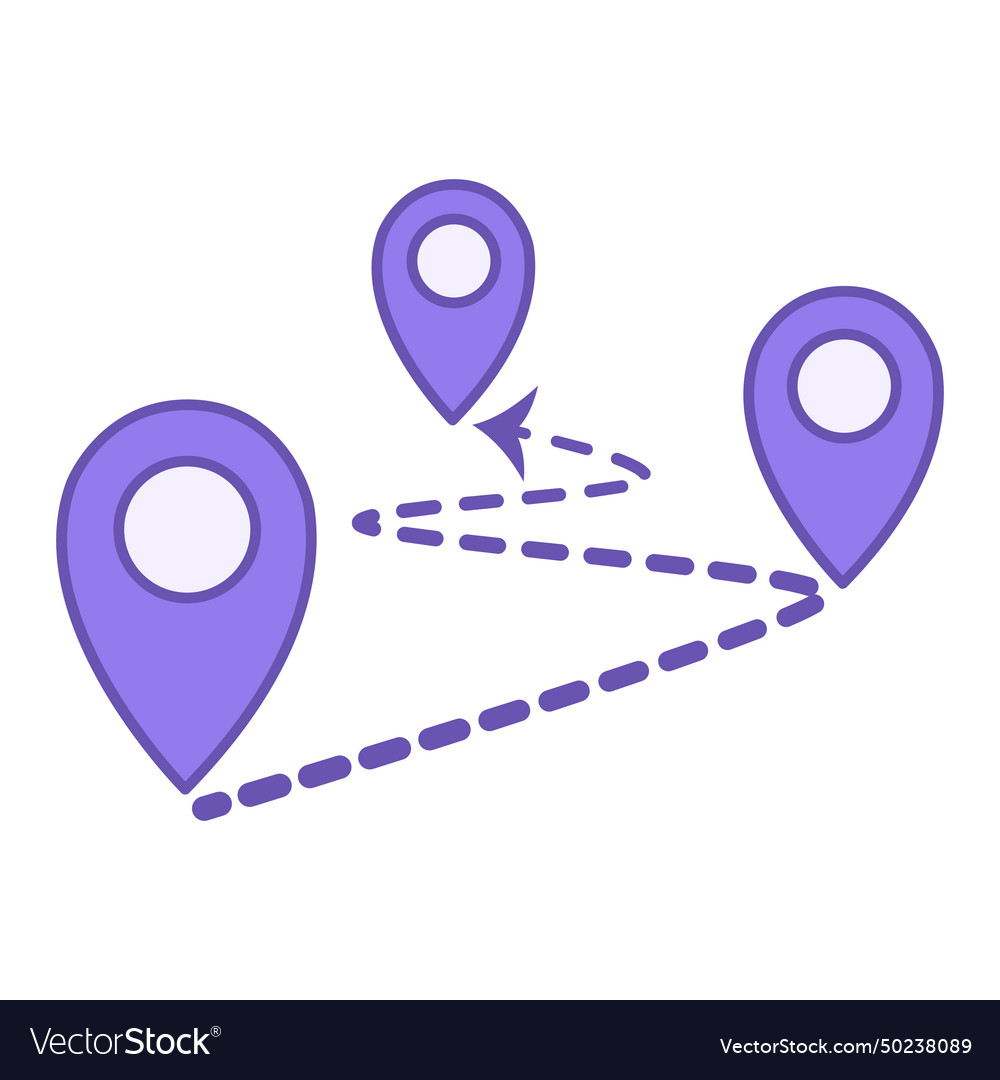 Colored distance icon of dotted arrow