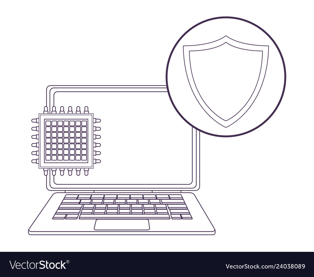 Computer with microchip vector image Computer with microchip