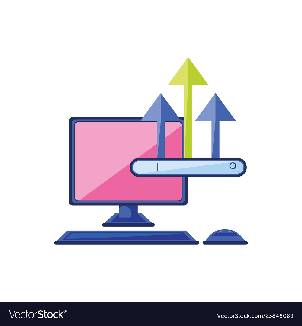 Desktop computer with browser bar and arrows up Vector Image Desktop computer with browser bar and arrows up