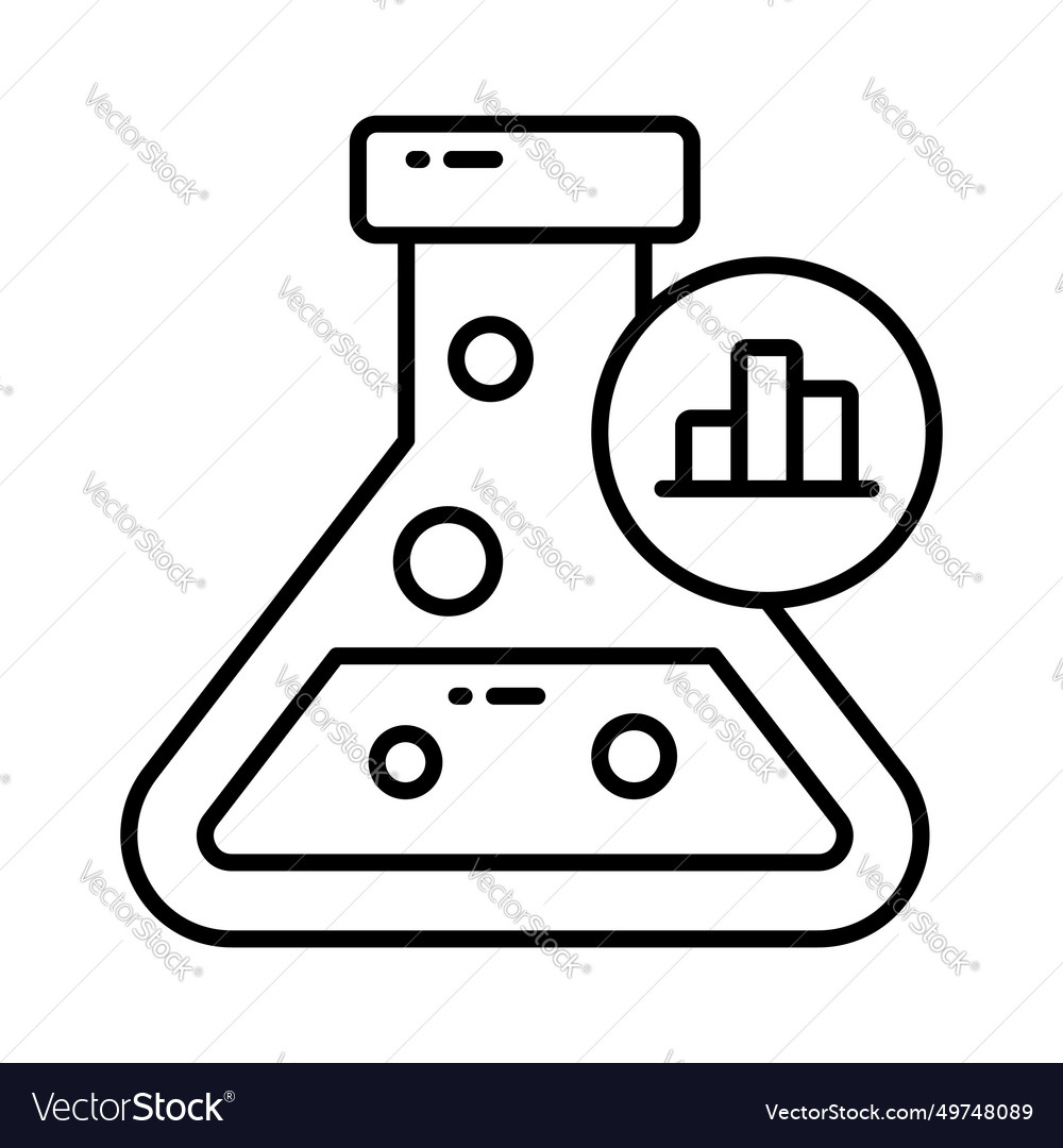 Flask with data chart denoting market