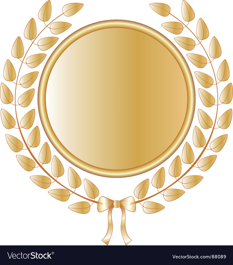 Golden Laurel Wreath with Ribbon