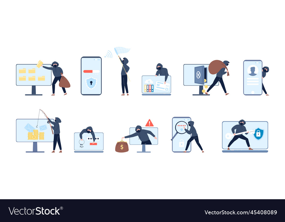Hackers characters phishing security personal data Vector Image Hackers characters phishing security personal data