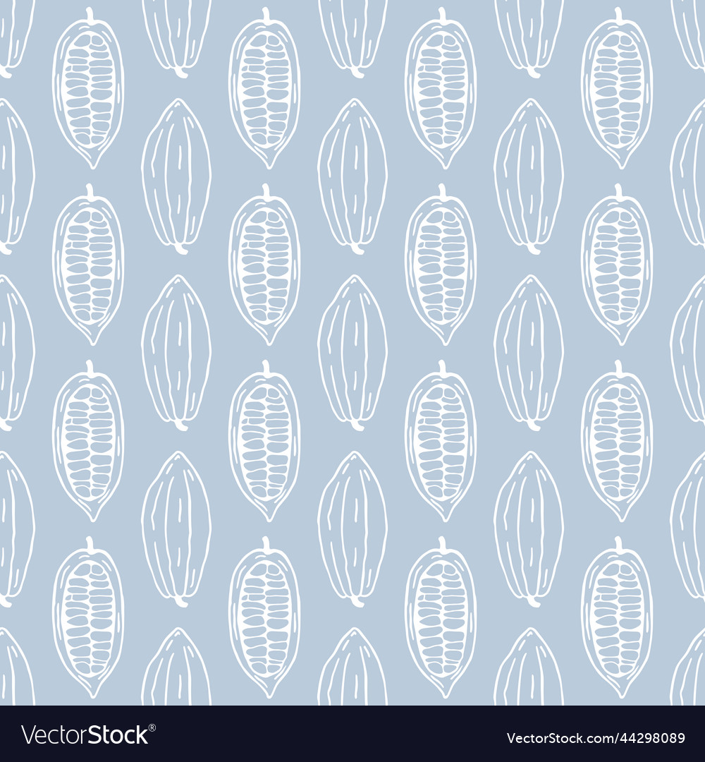 Hand drawn cocoa beans seamless pattern vector image Hand drawn cocoa beans seamless pattern