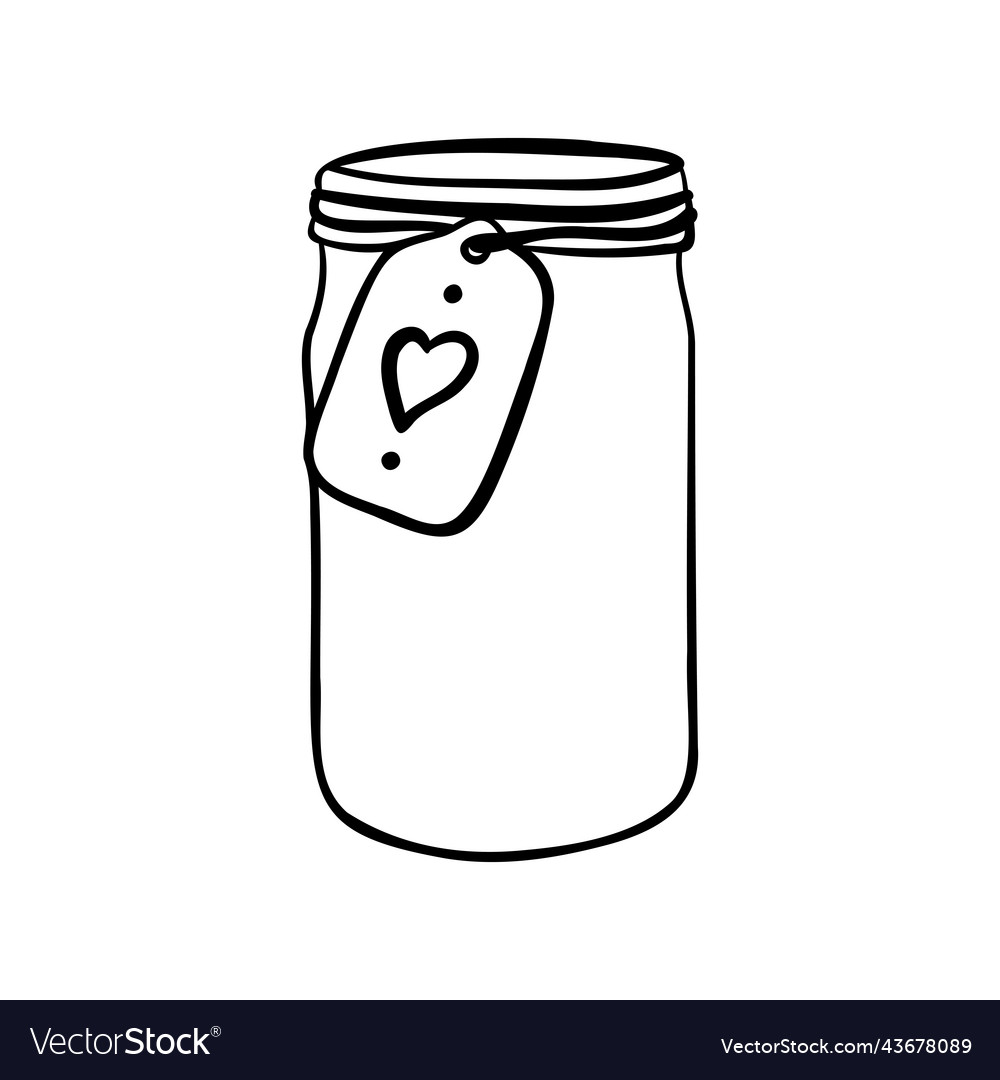 Hand drawn mason jar sketch jar with lid label Vector Image