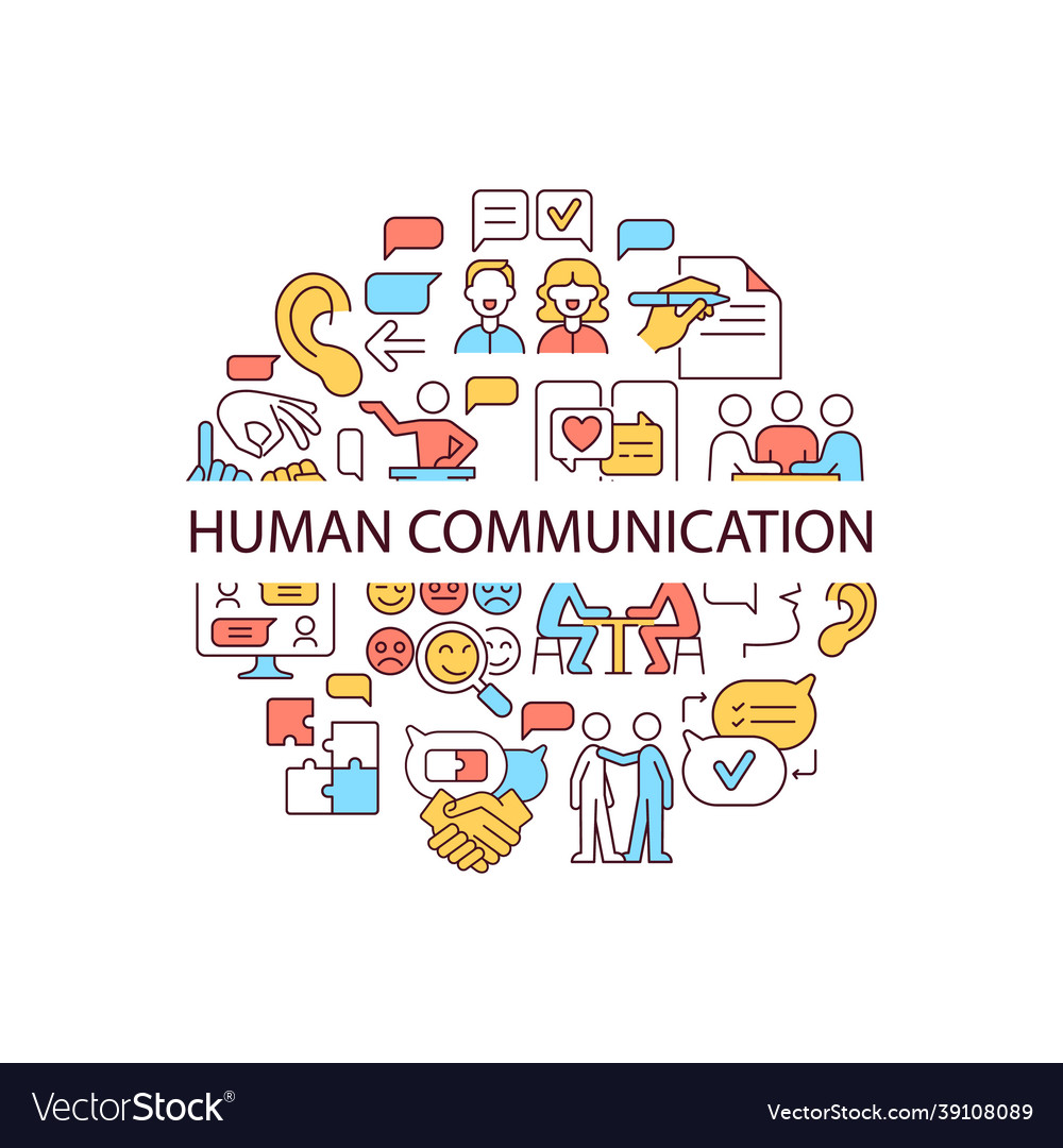 Human communication abstract color concept layout Vector Image