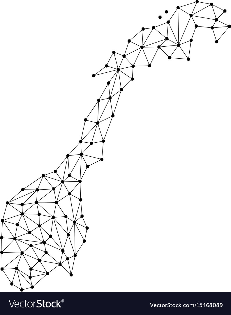 Norway map of polygonal mosaic lines network rays